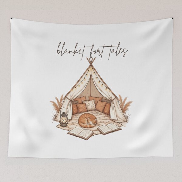 Item preview, Cozy Blanket Fort With Cat and Storybooks designed and sold by Furr-n-Purr.