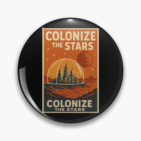 Item preview, Colonize the Stars Retro Sci-Fi Mars City Poster. designed and sold by The-T-In-Retro.