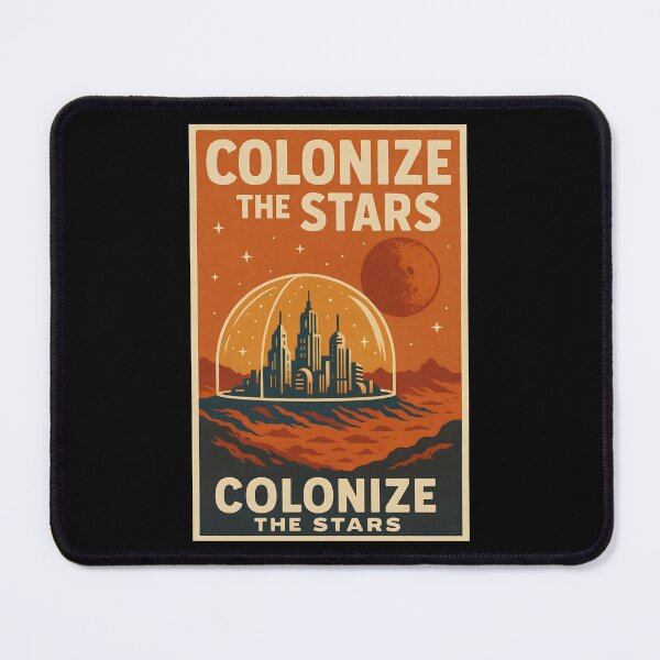 Item preview, Colonize the Stars Retro Sci-Fi Mars City Poster. designed and sold by The-T-In-Retro.