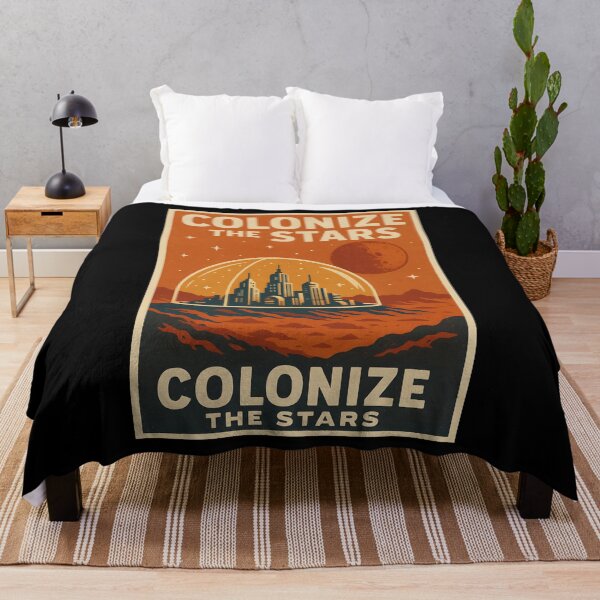 Item preview, Colonize the Stars Retro Sci-Fi Mars City Poster. designed and sold by The-T-In-Retro.