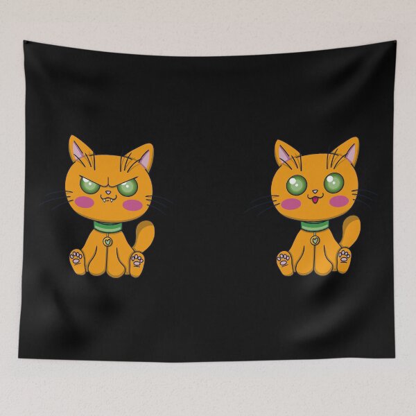 Item preview, Pair of Kawaii ginger cats on a black background designed and sold by EyeTrickster.