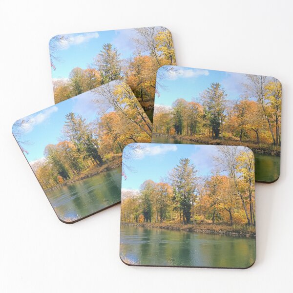 Item preview, Autumn colors are reflected in a canal designed and sold by TheArtofHeart.