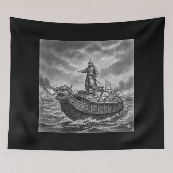 Item preview, Realistic 3D Sketch of Admiral Yi Sun-sin and the Turtle Ship ,  designed and sold by PaintMeWorld.