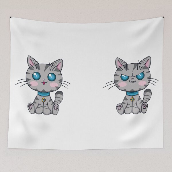 Item preview, Pair of Kawaii tabby cats on a white background designed and sold by EyeTrickster.