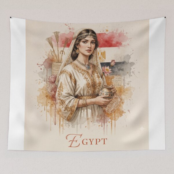 Item preview, Egyptian Elegance – Cultural Tribute in Watercolor and Symbolism designed and sold by ForeverPrintsOK.