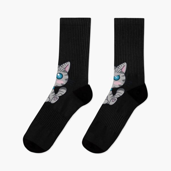 Item preview, Pair of Kawaii tabby cats on a black background designed and sold by EyeTrickster.