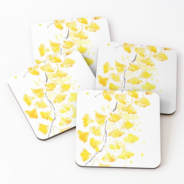 Item preview, Gold ginkgo leaves watercolour painting  designed and sold by ColorandColor.