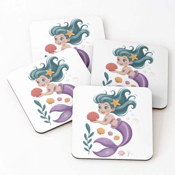 Item preview, Cute Kawaii Mermaid: Adorable Cartoon Character with Purple Tail designed and sold by RudArtAI.