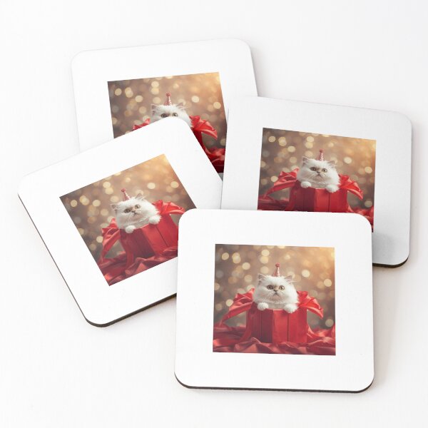 Item preview, Fluffy Kitten in Red Gift Box – Christmas Surprise designed and sold by PawsAndSnark.