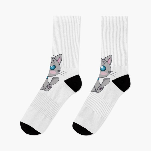 Item preview, Pair of Kawaii grey cats on a white background designed and sold by EyeTrickster.