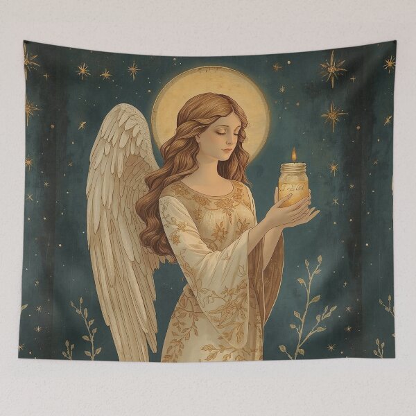 Item preview, Candlelight Angel – Warm Cottagecore Christmas Glow designed and sold by Deezyned.