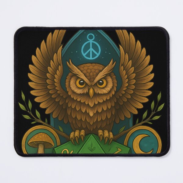 Item preview, Arcane Owl With D20 Dice – Fantasy Magic Artwork designed and sold by DreamiCanvas.
