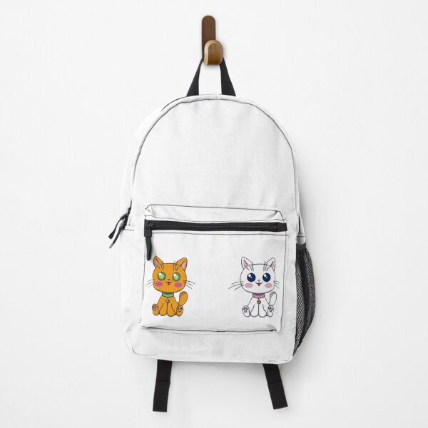 Item preview, Duo of Kawaii cats, white and ginger, on a white background designed and sold by EyeTrickster.