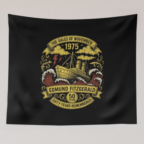 Item preview, Edmund Fitzgerald Ship 1975 Anniversary Great Lakes Tribute designed and sold by gear-posters.