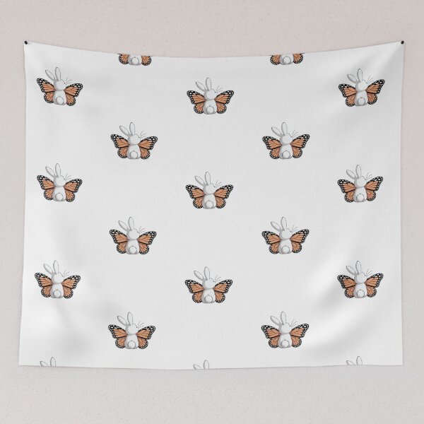 Item preview, Cute Bunny with Butterfly Wings: Whimsical Rear View Illustration designed and sold by RudArtAI.