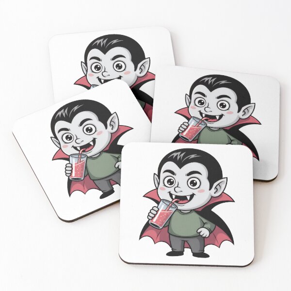 Item preview, Cute Kawaii Vampire Boy: Cartoon Halloween Character Drinking Juice designed and sold by RudArtAI.
