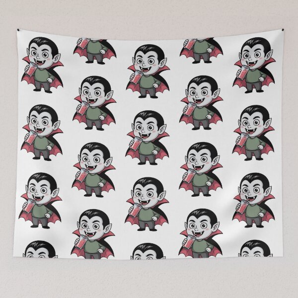 Item preview, Cute Kawaii Vampire Boy: Cartoon Halloween Character Drinking Juice designed and sold by RudArtAI.