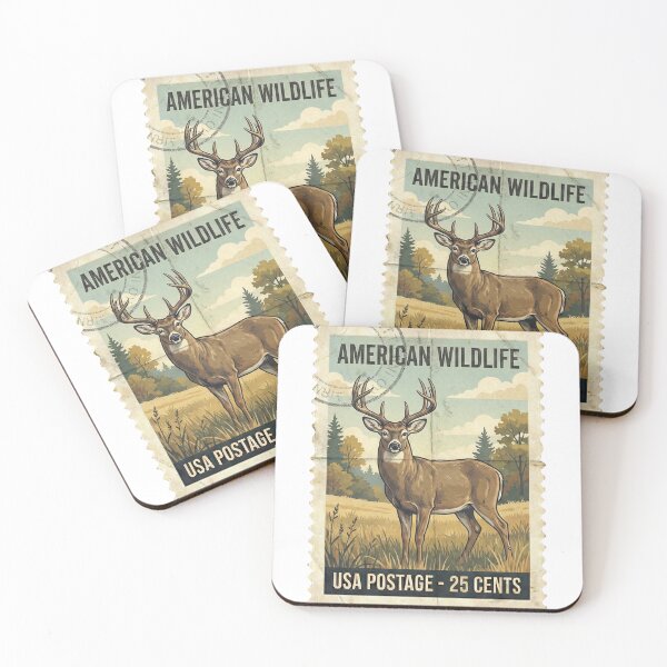 Item preview, Vintage White tailed Deer Stamp Retro Art designed and sold by EverBranz-stor.