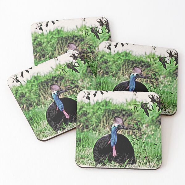 Item preview, Cassowaries – Majesty and vibrant colors in the Moku Hanga style / Swiss Artwork Photography designed and sold by Raphael Wolf.