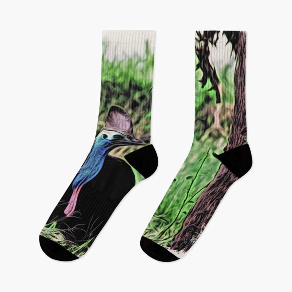 Item preview, Cassowaries – Majesty and vibrant colors in the Moku Hanga style / Swiss Artwork Photography designed and sold by Raphael Wolf.