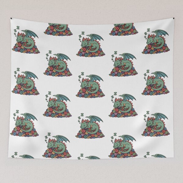 Item preview, Cute Sleeping Dragon: Fantasy Creature Napping on Button Hoard designed and sold by RudArtAI.
