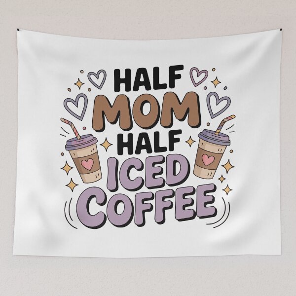 Item preview, Half Mom Half Iced Coffee – Funny Mom Life Coffee Quote Sticker designed and sold by Lulunza.