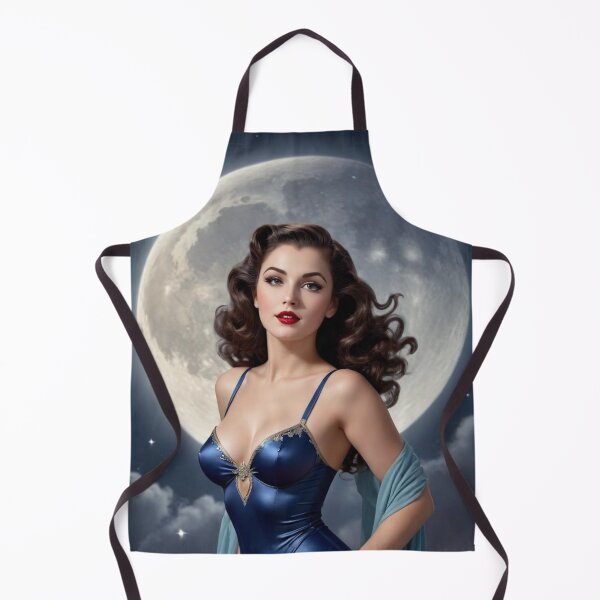 Item preview, Vintage 1940s Pin-Up – The Moon Tarot Card (Brunette) | Retro Celestial Art Deco Poster designed and sold by MissSaylor.