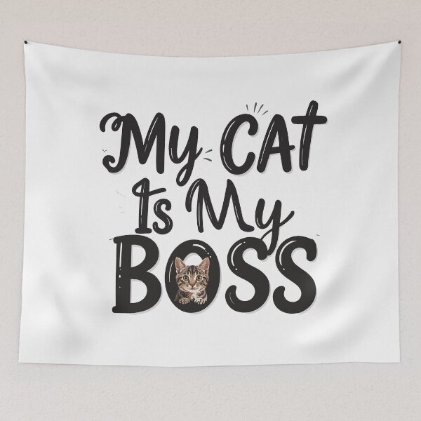 Item preview, ​My Cat Is My Boss T-Shirt | Funny WFH Pet Owner Coworker Gift designed and sold by SylwiaPrint.
