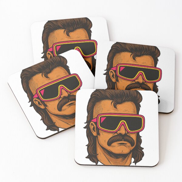 Item preview, Retro Mullet Hero – 80s Mustache & Neon Visor Design designed and sold by janbo93.