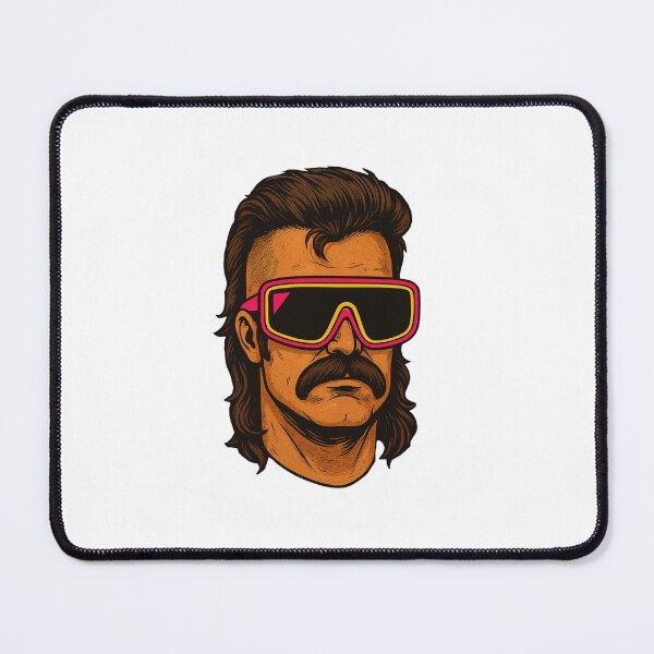 Item preview, Retro Mullet Hero – 80s Mustache & Neon Visor Design designed and sold by janbo93.