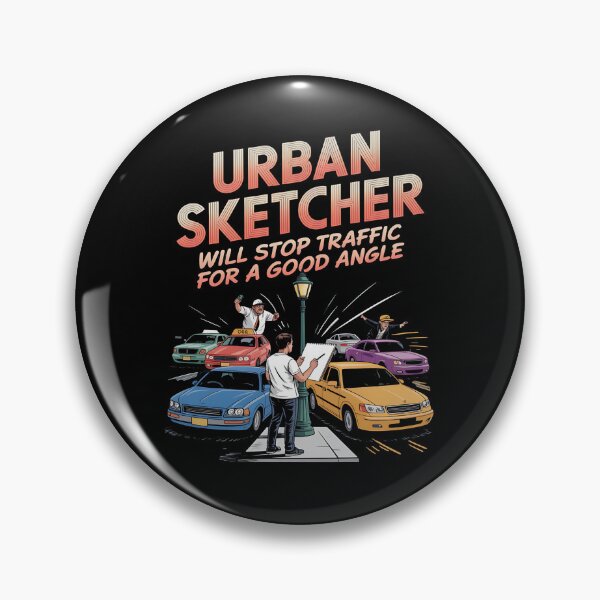 Item preview, urban sketching - ink and watercolor - city sketcher - artist on the go - travel sketching - pen and ink lover - hand-drawn - sketching streetwear - creative life apparel - sketchbook designed and sold by JansenGS.
