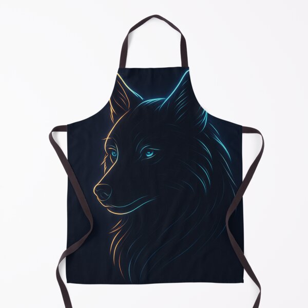 Item preview, Neon Wolf Line Art – Minimal Glowing Wolf Design – Blue & Orange Cyber Aesthetic Illustration designed and sold by GoldenDreamGallery.