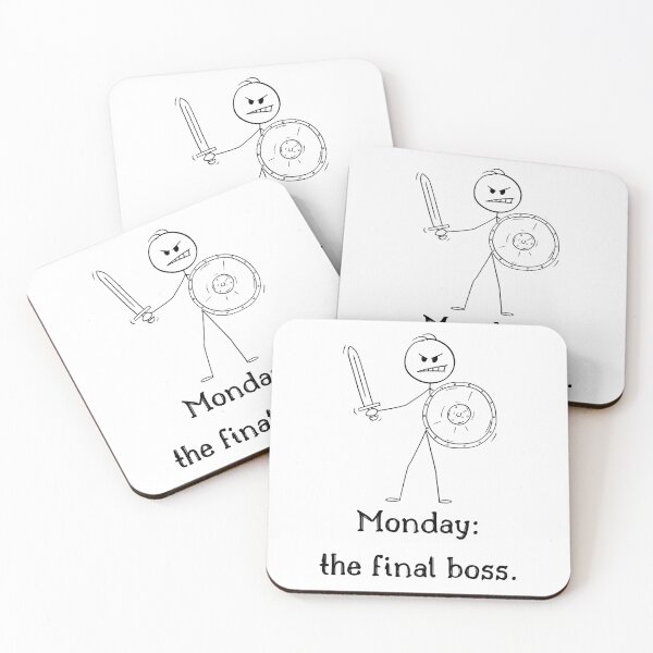 Item preview, Monday Final Boss – Warrior Stickman – Funny Work Week Minimalist Art designed and sold by samet-bas.