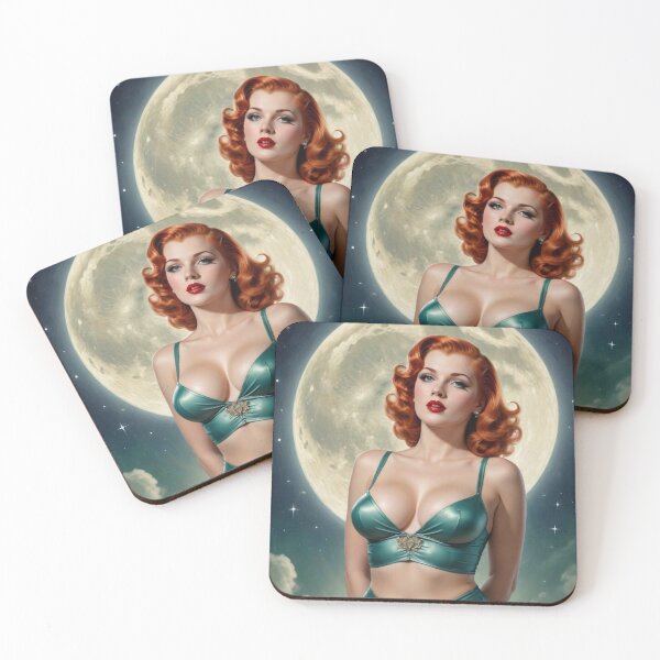 Item preview, Vintage 1940s Redhead Pin-Up – The Moon Tarot | Retro Celestial Art Deco Poster designed and sold by MissSaylor.