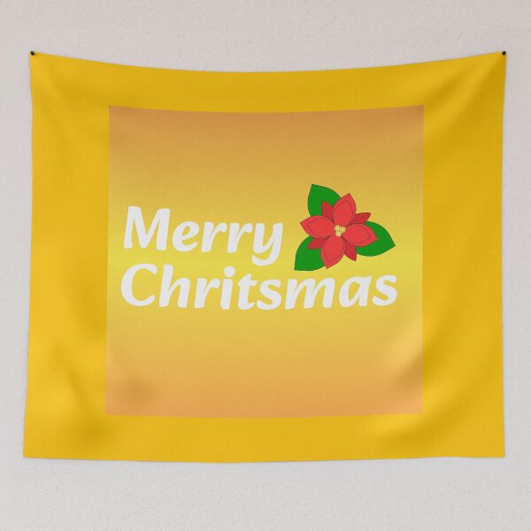 Item preview, Merry Christmas Poinsettia Design – Warm Yellow Christmas Card Style designed and sold by katerin17.