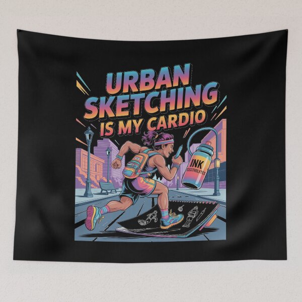 Item preview, urban sketching - ink and watercolor - city sketcher - artist on the go - travel sketching - pen and ink lover - hand-drawn - sketching streetwear - creative life apparel - sketchbook designed and sold by JansenGS.