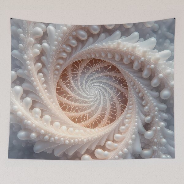 Item preview, Spiral of Plants with Pearls, White Spiral Art (image size 8320x12480) designed and sold by Digital-Davinci.