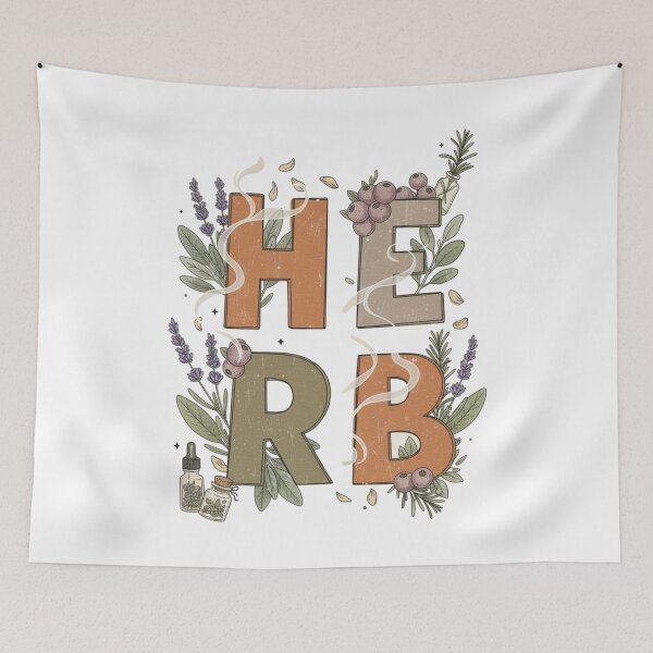 Item preview, Botanical Herb Typography With Berries and Oils designed and sold by Furr-n-Purr.