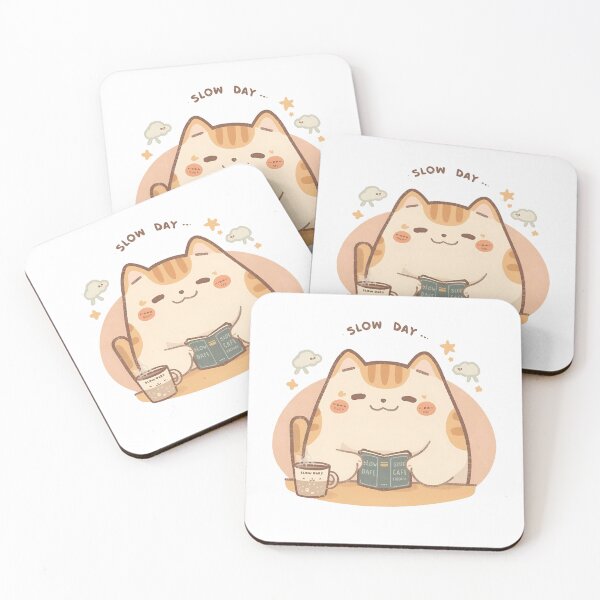 Item preview, Squinty Study Time – Cute Chubby Cat Reading a Mini Dictionary designed and sold by SlowDayFriends.