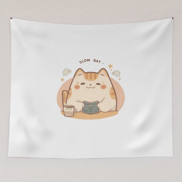 Item preview, Squinty Study Time – Cute Chubby Cat Reading a Mini Dictionary designed and sold by SlowDayFriends.