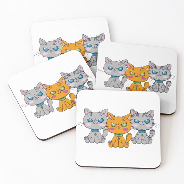 Item preview, Trio of angry kawaii cats designed and sold by EyeTrickster.