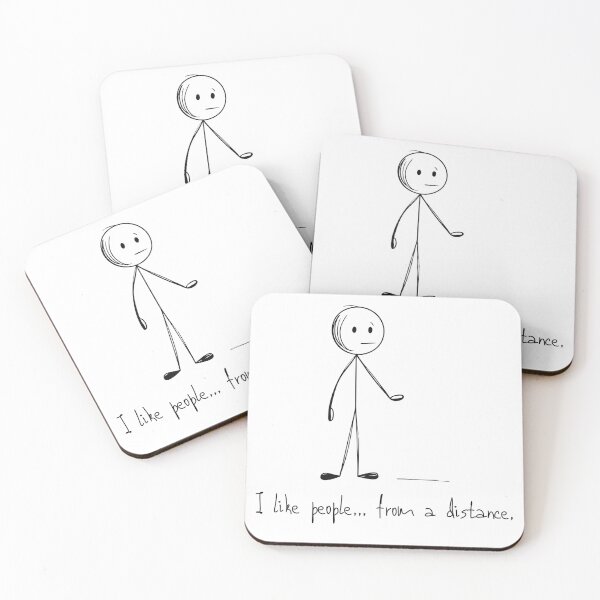 Item preview, Introvert Humor – I Like People from a Distance – Minimalist Stickman Quote designed and sold by samet-bas.