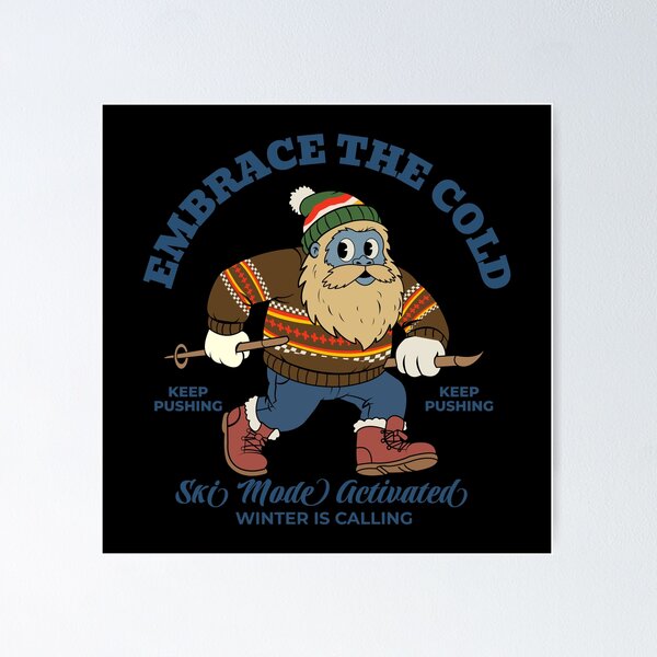 Item preview, Vintage Ski Yeti: Embrace The Cold Retro Winter Sports Gift designed and sold by Quipzzy.