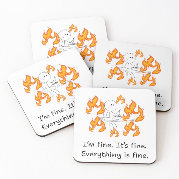 Item preview, Everything Is Fine – Dark Humor Burning Stickman – Minimalist Meme Art designed and sold by samet-bas.