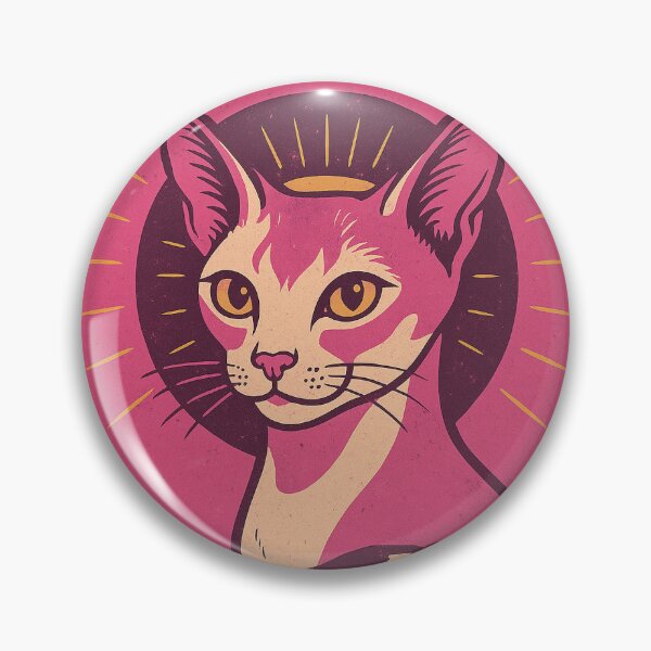 Item preview, Saint Amelie-Cat Pink & Purple Halo Turkish Angora Poster-style designed and sold by AllCatsAreSaints.