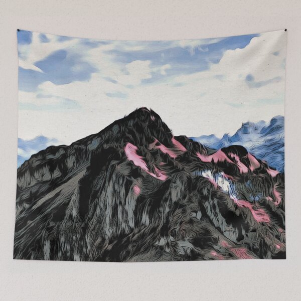 Item preview, Alpine Glow – Sleeping Sun in Moku Hanga Style / Swiss Artwork Photography designed and sold by Raphael Wolf.