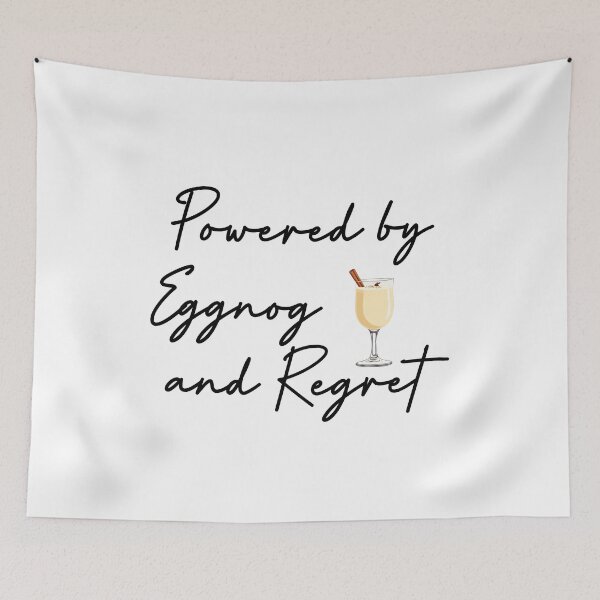 Item preview, Powered by Eggnog and Regret T-Shirt | Funny Christmas Party Quote designed and sold by SylwiaPrint.