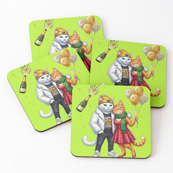 Item preview, New Year Love 2026 | Stylish Cat Couple Celebration designed and sold by E-SarnEdge.