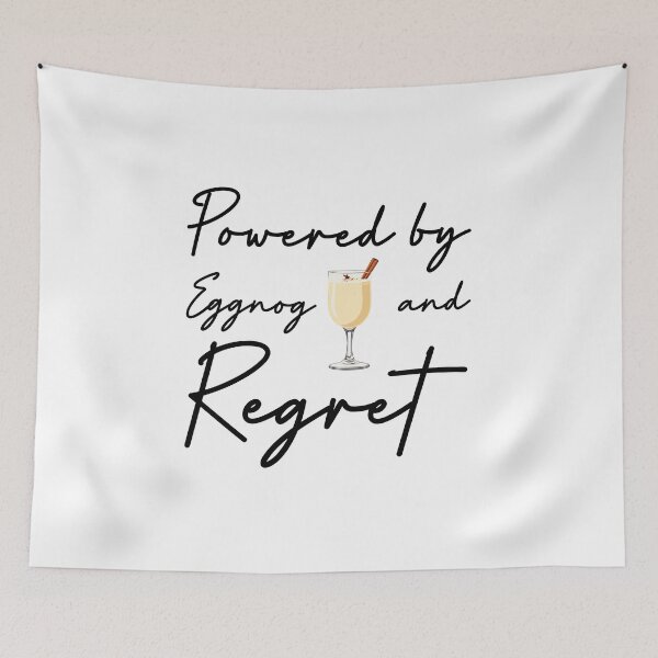 Item preview, ​Powered by Eggnog and Regret T-Shirt | Funny Christmas Party Quote designed and sold by SylwiaPrint.