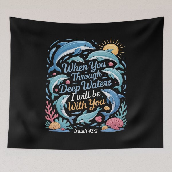Item preview, Ocean Faith Quote with Dolphins and Deep Waters designed and sold by NetoGalaxy.